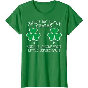 St Patricks Day Touch My Lucky Charm Fun Saint Paddys Women T-Shirt (X-Small, Kelly Green)