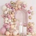 Ouddy Life 157 Pcs Boho Dusty Pink Balloons Arch Garland Kit, Blush Pink Sand White Metallic Gold Different Size Balloon for Baby Shower Birthday Wedding Gender Reveal Mothers Day Party Decorations