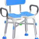 Ergonomic H-Shaped Shower Chair for Elderly and Disabled with Padded Back & Arms,500 lbs Heavy Duty Adjustable Shower Stool Seat for Easy Cleaning, Anti-Slip Bath Chairs for Bathtub