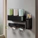 Magnetic Cup Holder for Fridge for 20/30/40 oz Stanley Tumblers Water Bottle Holders & Lid Hook Organizers with Straw Accessories Storage (3 Cups, 5 Hooks)