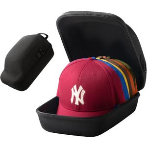 Hard Hat Travel Case  Storage for Baseball Caps with Carrying Handle and Adjustable Shoulder Strap, Hat Organizer Protects up to 6 Hats, for Travel and Home Storage (Black)