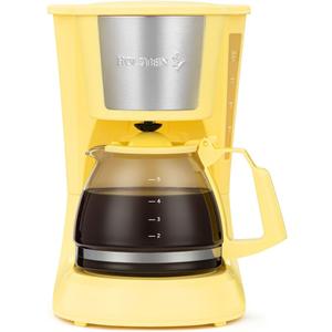 Holstein Housewares - 5 Cup Drip Coffee Maker - Convenient and User Friendly with Permanent Filter, Borosilicate Glass Carafe, Water Level Indicator, Auto Pause/Serve and Keep Warm Functions,Yellow