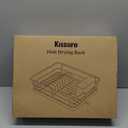 Kitsure Dish Drying Rack for Kitchen Counter, Stainless Steel Sink Organization and Storage Essentials with Cutlery Holder, Home and Appartment Decor, 12''W x 15.5''L, White