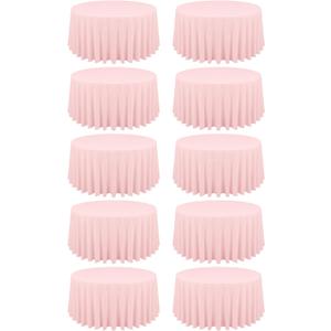 10 Pink Round Tablecloths - 120 Inch, Polyester Table Cover, Stain & Wrinkle Resistant, Washable Fabric Table Cloth for Wedding Banquet Parties