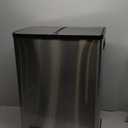 GarveeHome 2 x 8 Gallon Stainless Steel Double Trash Can with Lid for Kitchen, Large Dual Trash and Recycle Bin Combo, Step-on Kitchen Metal Garbage Cans, PP Inner Buckets, Liner Rim, Silver
