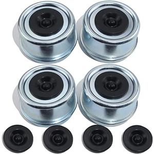 iBroPrat 4PCS 2.44" Trailer Hub Cap,Trailer Axle Bearing Dust Cap Cup Grease Cover with 8 Rubber Plugs,Bolt Metal Trailer Axle Wheel Bearing and Hub Dust Caps for Most 5200 to 6000 Pound Axles Dexter