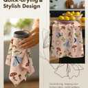 Flour Sack Kitchen Towels - Set of 2 Cotton Dish Towels with Hanging Loop Decorative 16x26 Inch Absorbent Cute Design for Housewarming Gifts, Shroom Butterfly