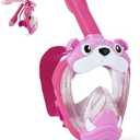 Kids Full Face Snorkel Mask, Snorkeling Gear for Kid, 180° Panoramic View Snorkeling Mask with Adjustable Elastic Fabric Straps - Anti-Fog & Anti-Leak - Portable Mesh Bag