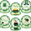 50 Pack St. Patricks Day Decorations, 9" Green St. Patricks Day Plates, Disposable Shamrock Paper Plates, Irish Party Favors Set Shamrock Tableware for St Patty's Day Holiday Table Decor Supplies