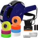 Perco Lite 1 Line Price Gun with Labels Kit - Includes 1 White Roll, 1 Gun Clip, 6 Multicolored Rolls, 2 Ink Rollers, 1 Ink roll and Labels Pre-Loaded