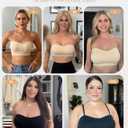 LetsJoli Push Up Strapless Bras for Women Supportive Bandeau Bra Non Slip Wireless No Underwire Padded Tube Bra (Beige, XL)