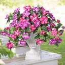 HyeFlora Artificial Flowers for Outdoors 2PCS Faux Petunias Silk Fake Flowers for Outside Planter UV Resistant Realistic Home Garden Porch Decor (Fuchsia)