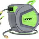 Retractable Garden Hose Reel, 1/2 in x 100 ft Water Hose Reel, Wall Mounted, Auto Slow Rewind System, Any Length Lock