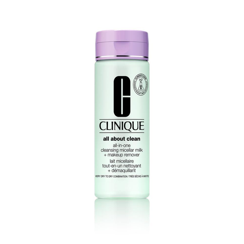 Clinique 3-Step All About Clean All-in-One Cleansing Micellar Milk + Makeup Remover With Glycerin + Vitamin E, 6.7 Fl Oz