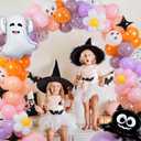 Halloween Balloon Arch Kit Pink, 18" 10" Balloons with Ghost Bat Foil Balloons for Halloween Baby Shower Decorations Happy Boo Day Party Supplies Outdoor Indoor Decors
