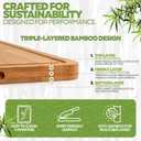 Wood Cutting Boards Set of 3 – Non-Toxic Bamboo Chopping Boards for Kitchen with Deep Juice Grooves – Durable, Eco-Friendly Wooden Serving Boards for Meat, Vegetables & Fruit
