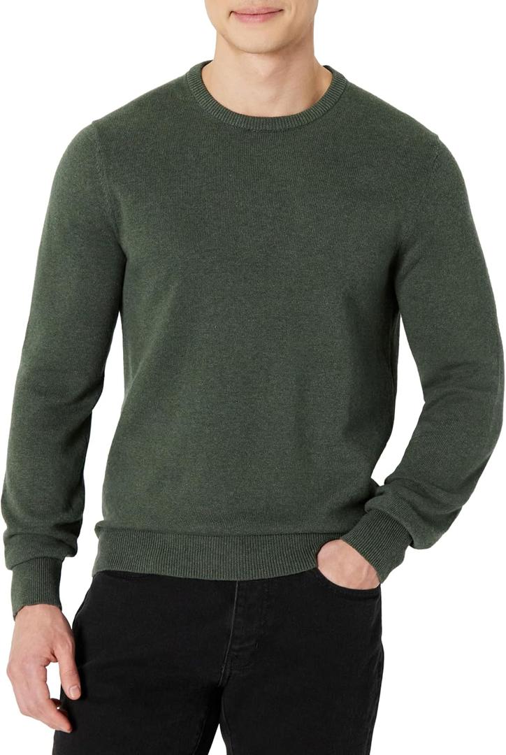 Amazon Essentials Men's Long-Sleeve Crewneck Sweater, 100% Cotton L