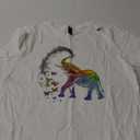 Elephant Spraying Butterflies Funny Elephant Lover T-Shirt (White, Medium)