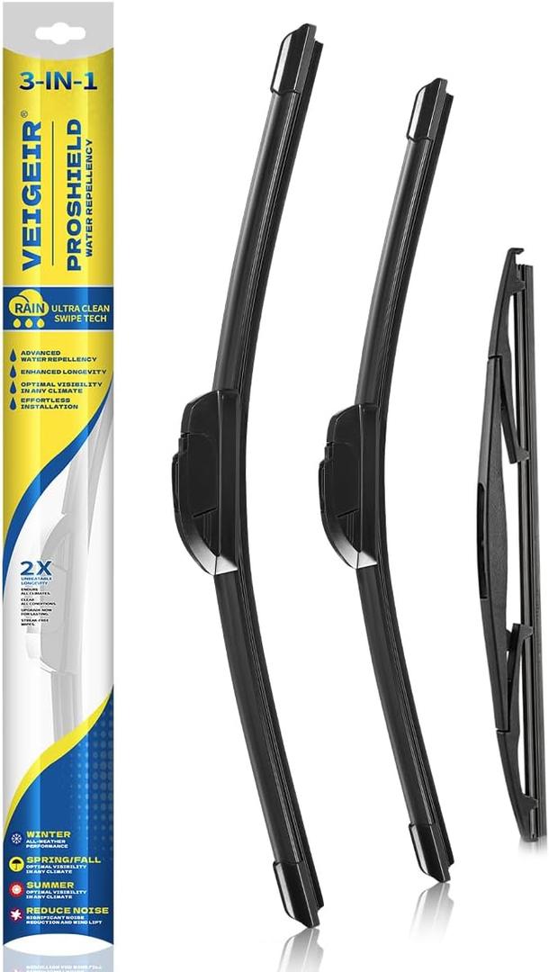 3 Pack Windshield Wiper Blades Compatible With 2016-2022 Honda Pilot and Rear Windshield Wiper Blade Set for My Car - 26"/24"/14"