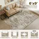 6x9 Area Rugs Washable Living Room Rug-No Slip Soft Carpets Modern Abstract Indoor Floor Stain Resistant Carpet for Bedroom Dining Room Farmhouse Nursery Home Office Brown