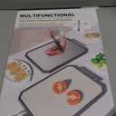 Lozovin 16"*11" Double Sided Stainless Steel/Wheat Straw Cutting Board, Separate Surfaces for Meat & Veggies,Non Toxic Chopping Board for Kitchen,Dishwasher Safe, Scratch Resistant Mesh Design,White