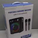 Karaoke Machine with 2 Wireless Microphones, Portable Bluetooth Speaker for Adults Kids, PA Systems Support TWS Echo Adjust TF USB AUX for Home Party Outdoor Travel (T03-2 MICS)