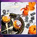 48 Pcs Halloween Cupcake Toppers Tombstones with 3D Changing Face Moving Pictures Skeleton Hand Tongs Graveyard Topper Halloween Cake Food Decoration Party Supplies (Brick Style)
