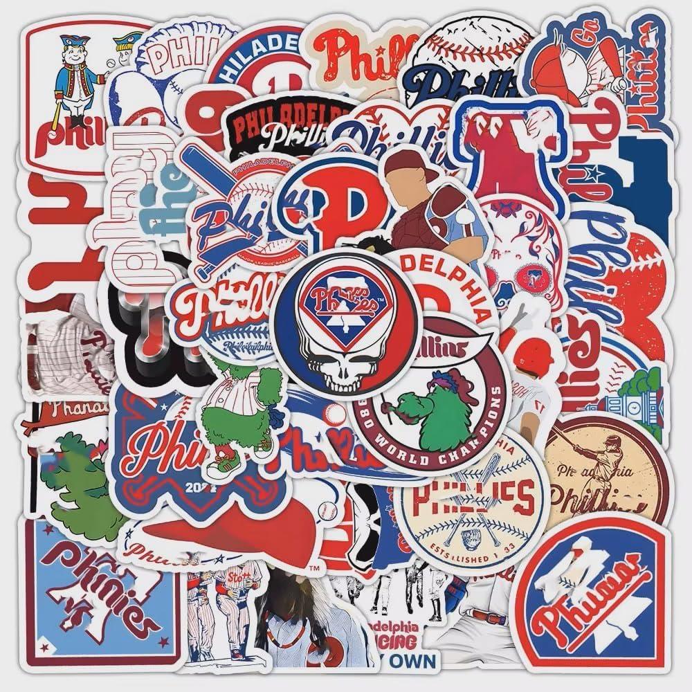 50 PCS Philadelphia City Philliezzz Stickers Baseball Colorful Aesthetic Decals Vinyl Sticker Waterproof for Water Bottle Computer Laptop Luggage Phone Car Skateboard Bumper 2-3 inches