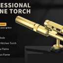 Brass Butane Torch Kitchen Blow Lighter, Culinary Torches Chef Cooking Professional Adjustable Flame with Reverse Use for Creme, Brulee, BBQ, Baking,Butane Fuel Not Included