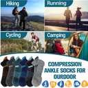 6 Pairs Merino Wool Ankle Running Hiking Socks Compression Support Breathable Thick Cushion No Show Socks for Women Men (L)