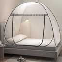 Mengersi Mosquito Net Tent for Bed,Pop-Up Bed Canopy with Net Bottom,Mosquito Netting Bed Tent for Kids Girls Boys,Bed,Suit for Indoor Outdoor (Twin, Gray),CAN3023114