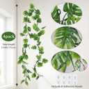 RECUTMS 4Pcs Artificial Monstera Leaves Vines, 5.9FT Fake Hanging Plant Ivy Faux Tropical Palm Leaf Greenery Garland for Garden Porch Patio Jungle Luau Beach Birthday Party Indoor Outdoor Spring Dcor