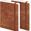 Funto Watercolor Journal, 7.5x5, 2 Packs, 44 Pages Each, Cold-Pressed 100% Cotton, Pearlescent PU Leather Brown Cover, Art Supplies for Mixed Media