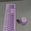 Fogruaden Purple Retro Typewriter Keyboard and Mouse Wireless, 2.4GHz Office Full-Sized Colorful Computer Keyboard with Number Pad and Cute Mouse for Windows PC Desktops Laptop