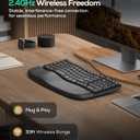 Nulea RT08 Wave Keys Wireless Ergonomic Keyboard with Cushioned Palm Rest, 2.4GHz Ergo Cordless USB Computer Keyboard, Comfortable Natural Typing, for Laptop, Mac, Windows Black