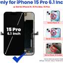 for iPhone 15 PRO Screen Replacement, 6.1 inch 3D Touch LCD Display Full HD Repair kit, Digitizer Assembly with Tools Set, Tempered Glass, Waterproof Frame Adhesive