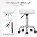 KKTONER Round Rolling Stool Chair PU Leather Height Adjustable Swivel Drafting Work SPA Shop Medical Salon Stools with Wheels Office Chair, Small (White)