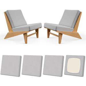 4 x 4Pcs Patio Stretch Cushion Covers, Outdoor Couch & Sofa Replacement Slipcovers for Patio Furniture Cushion Covers, Washable Reusable Furniture Protector, Square Large, Air Grey