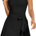 Tennis Dress for Women Built in Shorts Athletic Golf Dress Sleeveless Side Slit Wrap Workout Romper Dresses (Large, Black)