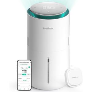 Provirtec MistFree Smart Humidifier for Bedroom, Evaporative Humidifier No White Dust, Auto Humidity & APP Control, 3L Water Tank Easy to Clean, Sleep Mode, Timing, Humidifiers for Home/ Office(White)
