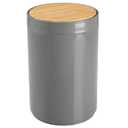mDesign Plastic Round Trash Can Small Wastebasket - Garbage Bin Container with Swing-Close Lid - Bathroom Garbage Basket - Holds Waste, Recycling - 1.3 Gallon - Basa Collection - Gray/Natural