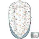 BUTOA Baby Lounger - Baby Lounger for Newborn 0-24 Months, Breathable & Soft Baby Nest, Portable and Lightweight Lounger for Home and Travel, Ideal Newborn Babies Essentials (Blue-Rainbow)