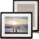 8x10 Wooden Picture Frame Set of 2, Display Pictures 6x8 with Mat or 8x10 Without Mat, Horizontal or Vertical Desktop Decor, Solid Wood Photo Frame (Black Walnut Color)