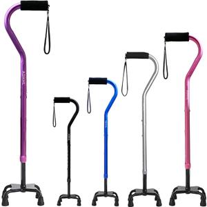 AOHHL Quad Walking Cane Foldable Adjustable Portable Stick Men & Women and Seniors - Lightweight & Sturdy with 4-Pronged Base for Extra Stability Balance,Self Standing Gifts for mom Dad (Purple) 3 Pcs