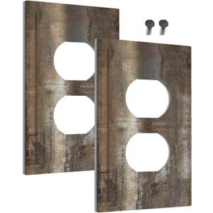 Decorative Outlet Covers Art Abstract Oil Painting Modern Contemporary Taupe Beige Brown Rust Grey Gray 1 Gang Wall Plate Duplex Light Switch Cover Plate Single Dual Plug Covers (2 Pack)