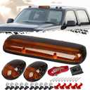 Partsam 3PCS Amber Cab Marker Roof Running Light Cover + Base w/Wire Harness Compatible with Silverado/Sierra 1500 1500HD 2500 2500HD 3500 2002 2003 2004 2005 2006 2007 Pickup Trucks