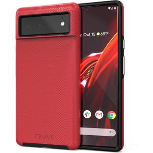 Crave for Google Pixel 6 Case, Shockproof Protection Dual Layer Case for Google Pixel 6 (6.4 inch) - Red