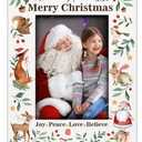 BELLA BUSTA- Merry Christmas Theme Picture Frame- Joy, Peace, Love, Believe- Woodland Animal Christmas Theme-UV Print (5x7 VERTICAL)