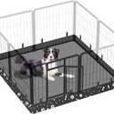 Dog Playpen Square Bottom Pad Fits for 48 Inch 8 Panels Metal Exercise Pet Playpen, Dog Crate Pad Puppy Playpen Pad, Elastic Buckles Connections.(Note: Playpen Not Included) -Black
