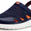 Men's Women's Clogs Garden Shoes Slip On Sandals Breathable Summer Orthotic Walking Slippers with Plantar Fasciitis Soles (F-deep Blue) 44EU
